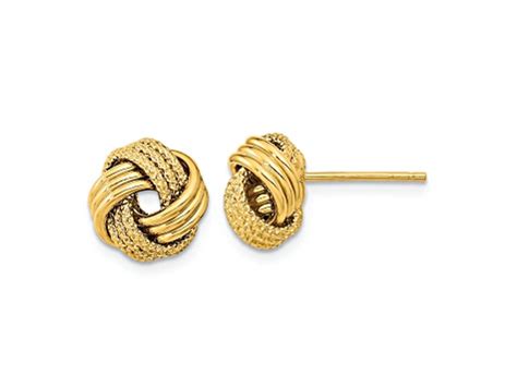 K Yellow Gold Polished Textured Love Knot Stud Earrings V A