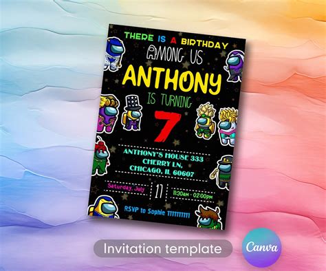 Among Us Birthday Party Invitation Template Among Us Birthday Invitate