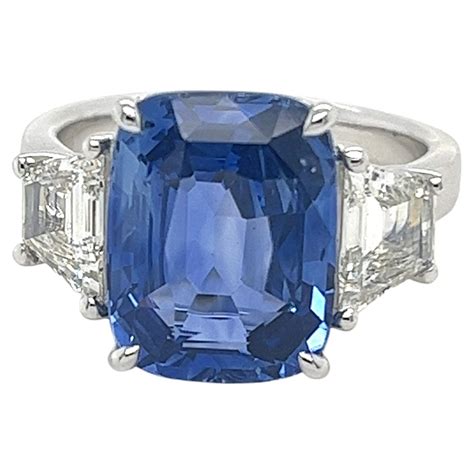 Diamond Sapphire Platinum Cluster Ring For Sale At Stdibs