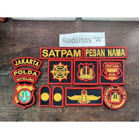 Jual Atribut Satpam Security Pdl Bordir Timbul Hitam Request Nama Dan