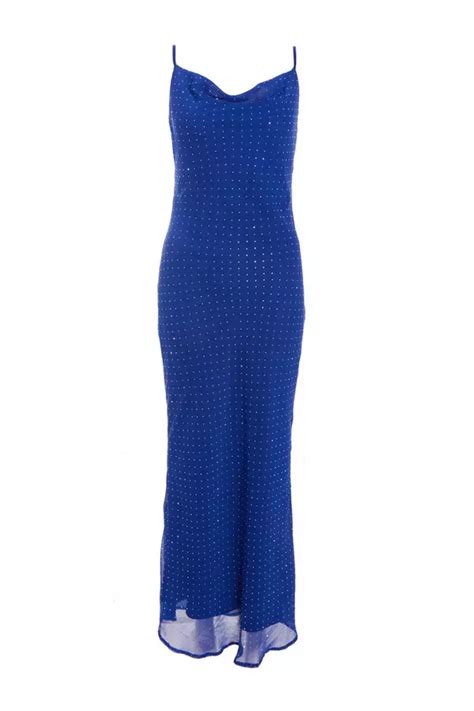 Royal Blue Diamante Maxi Dress Quiz Clothing