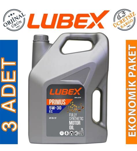 Lubex Primus EC 5W 30 7 Lt Tam Sentetik Motor Yağı 3 Adet