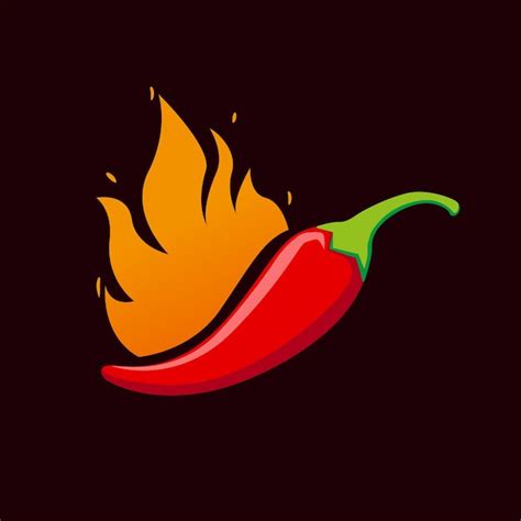 Fogo De Pimenta Quente Para Logotipo De Comida Quente Vetor Premium