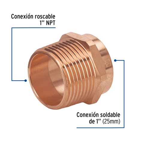 47627 CC 613B TRUPER Conector De Cobre De Rosca Exterior 1 Foset Basic