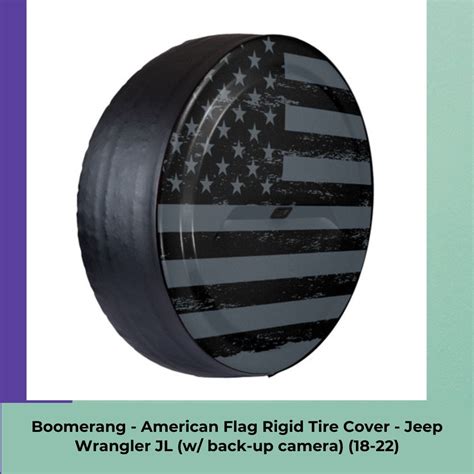 Boomerang — Black Textured Rigid Tire Cover — Distressed American Flag — Jeep Wrangler Jl W