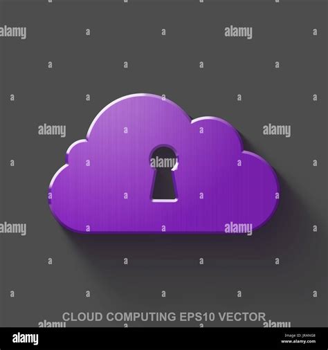 Flat Metallic Cloud Technology D Icon Purple Glossy Metal Cloud With