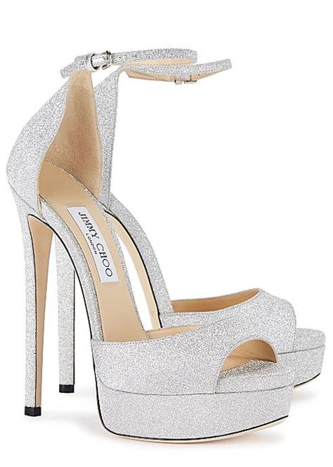 Jimmy Choo Max Glittered Leather Platform Sandals Harvey Nichols