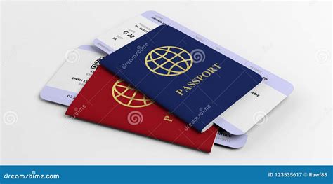 Two Passports And Airplane Tickets Isolated On White Background 3d