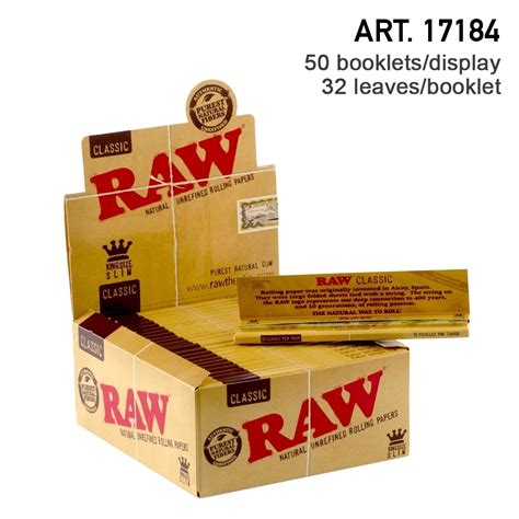 Raw Classic King Size Slim Classic 50 Booklets In Box Papers