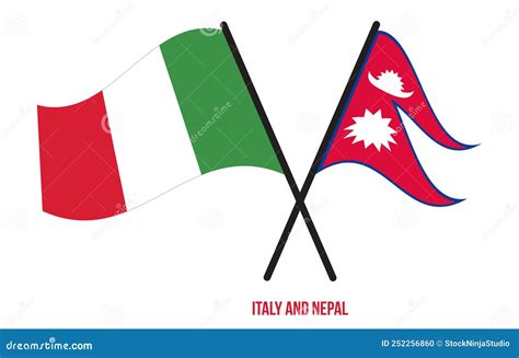 Nepal And Italy Flags Together Fabric Texture Illustration Stock Photo