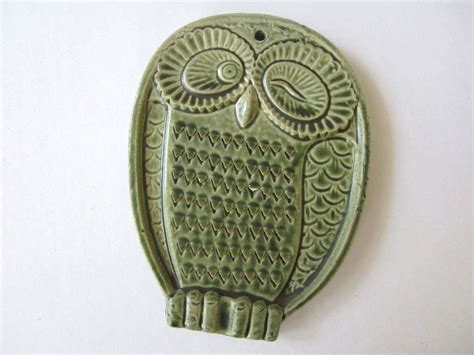 Vintage OWL Ceramic Tile Etsy Vintage Owl Ceramic Owl Ceramic Tiles