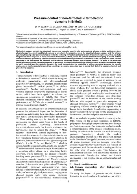 Pdf Pressure Control Of Non Ferroelastic Ferroelectric Domains In Ermno3