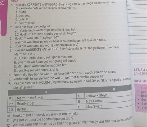 Solved Vrae 1 Kies Die Korrekte Antwoord Skryf Slegs Die Letter Langs Die Nommer Neer Die