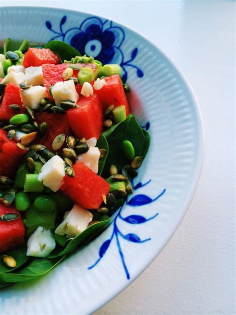 Sommersalat Med Spinat Vandmelon Skyr Tern Healthyskinnybitch Dk