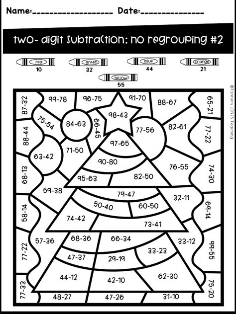 Math Theme Color By Code Two Digit Addition And Subtraction No Double