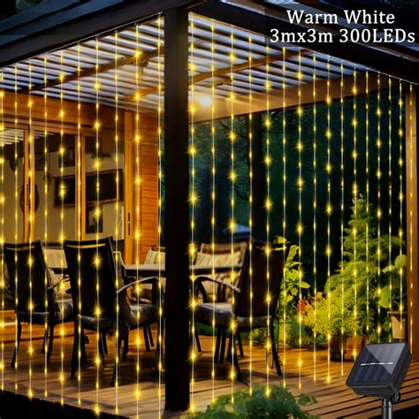 Solar Curtain Lights Led Outdoor Waterproof Solar Powered Waterfall