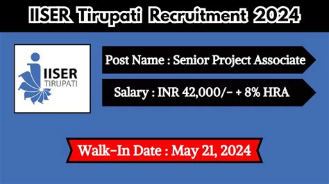 Iiser Tirupati Recruitment Walk In Interviews For Senior Project