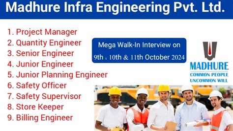 Madhure Infra Engineering Pvt Ltd Mega Walk In Interview 2024