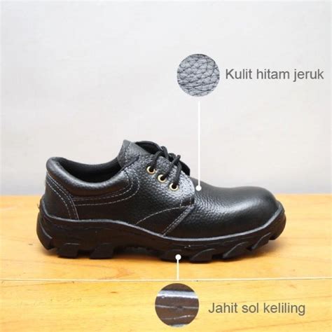 Jual Sepatu Safety Pendek Kerja Pabrik Kantor Bahan Kulit Sapi Asli