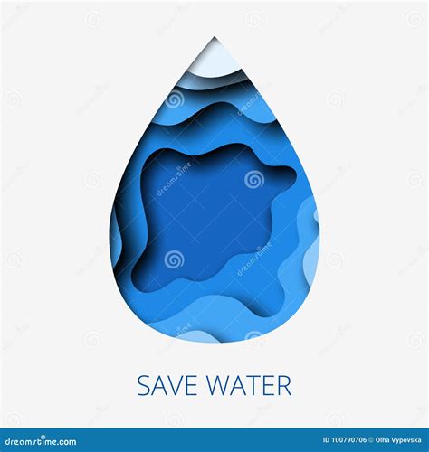 Ahorre El Ejemplo Del Corte Del Papel Del Extracto Del Agua 3d Del