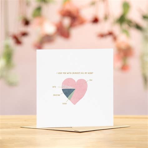 Personalised Anniversary Card Cards for Anniversaries Pink Heart Pie Chart Card for Her Happy ...