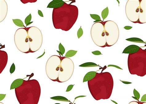 Pattern With Hand Drawn Apples Free Vector