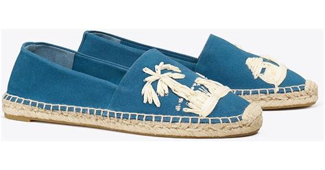 Tory Burch Embroidered Espadrille In Blue Lyst