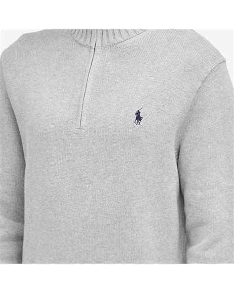 Polo Ralph Lauren Half Zip Knit Jumper In Gray For Men Lyst