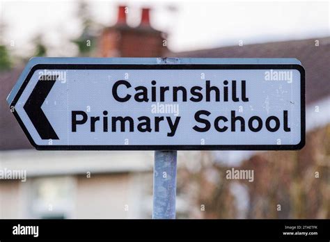 Streett sign for Cairnshill Primary School in south Belfast where they ...