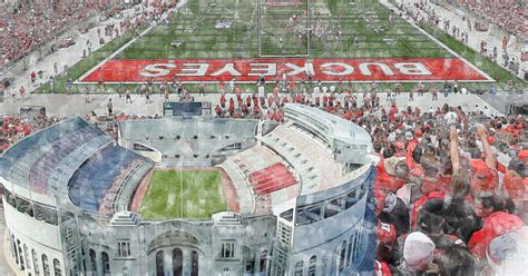 Ohio Stadium Sketch Art Canvas Print Ohio State Buckeyes Football