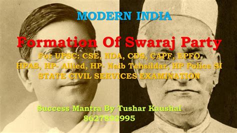 Formation Of Swaraj Party Pro Changers No Changers Modern India For