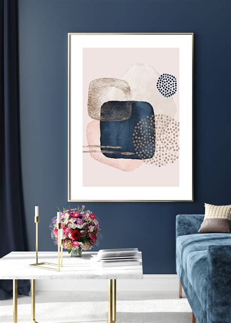 Navy Blue Wall Art Blue Abstract Wall Art Navy Abstract Etsy