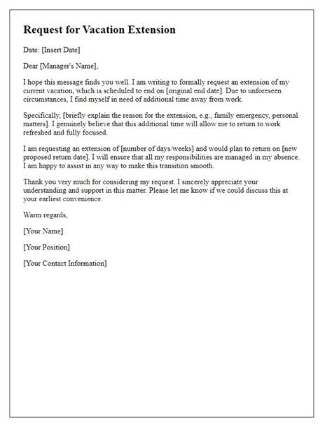 Letter Template For Request Vacation Extension Free Samples In Pdf