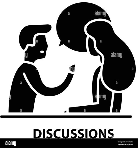 Discussions Icon Black Vector Sign With Editable Strokes Concept