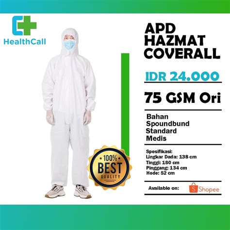 Jual Baju Pelindung Hazmat Apd Medis Spunbond Tebal 75gsm Original