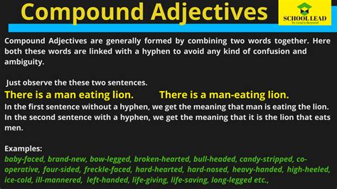 Compound Adjectives The Adjective School Lead