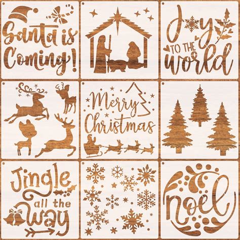 Amazon Christmas Stencils Reusable Pcs A Augshy Christmas