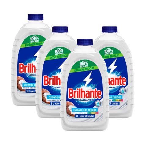 Kit 4 Lava Roupas Líquido Brilhante Delicadeza Total 3l em Promoção