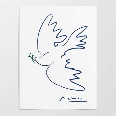 Pablo Picasso Dove Of Peace In Blue 1949 Artwork Reproduction Poster By Artorama Shop Society6