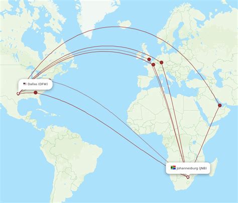 All Flight Routes From Johannesburg To Dallas Jnb To Dfw Flight Routes