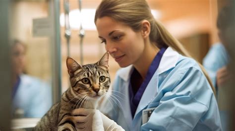 Premium Ai Image Female Veterinarian Examining Cat