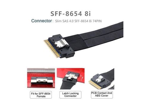 SFF 8654 8i 74Pin Male To Dual SFF 8654 4i 38Pin Male PCI E Ultraport