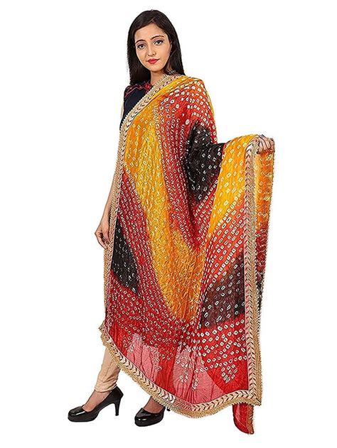 Kalpit Creations Women S Jaipuri Rajasthani Silk Bandhani Bandhej Multi