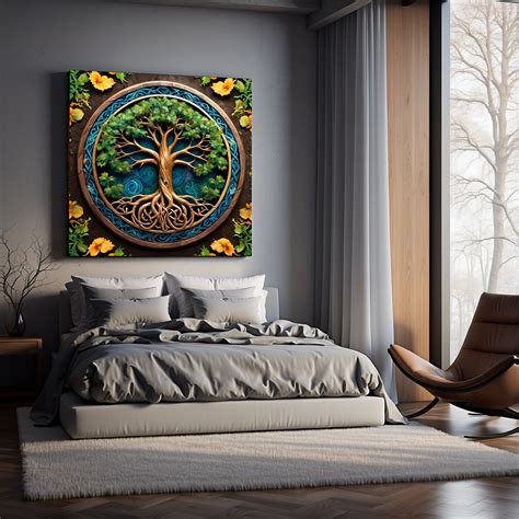 Tree Of Life Canvas Wall Art Yggdrasil Artwork Mandala Wall Art