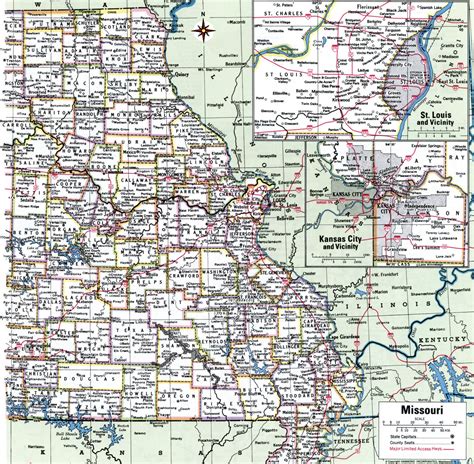 Map Of Missouri Showing County With Citiesroad Highwayscountiestowns