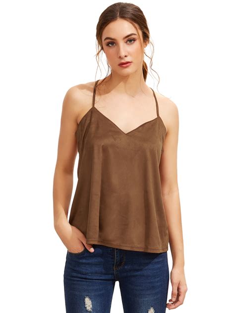 Brown Spaghetti Strap Tank Top SheIn Sheinside