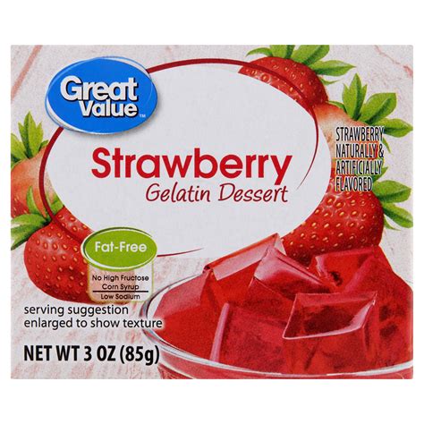 Great Value Gelatin Dessert Strawberry 3 Oz