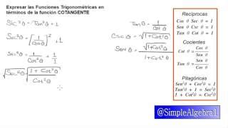 Expresar En T Rminos De Cotangente Las Funciones Trigon Doovi