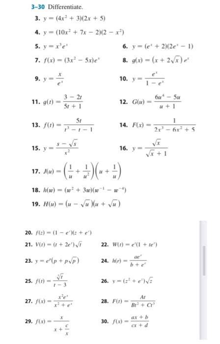 Solved 3 30 Differentiate 3 Y 4x2 3 2x 5 4