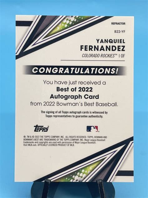 2022 Bowman S Best Yanquiel Fernandez Auto Refractor Rockies B22 YF EBay